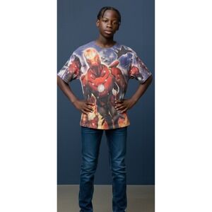 Marvel‎ Iron Man Graphic T Shirt Boys Kids All Over Print Short Sleeve